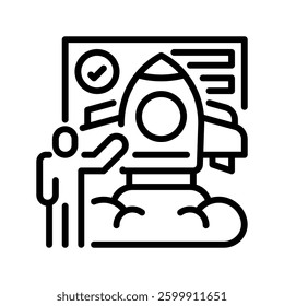 Startup Founder Line Icon, Outline Symbol for Entrepreneurship, Business Leadership, Startup Vision, Company Creation, and Entrepreneurial Success. Vector Sign Icon