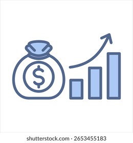 Ilustração do vetor do ícone azul de financiamento de inicialização
