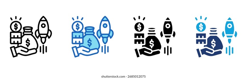 Startup Funding icon Multi Style Vector Illustration