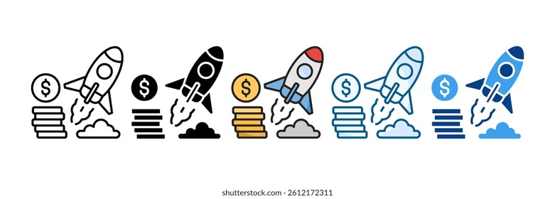 Startup Funding Icon Set Multiple Style Collection