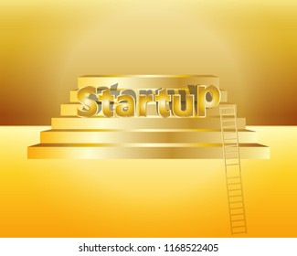 Startup golden business vector begin start
