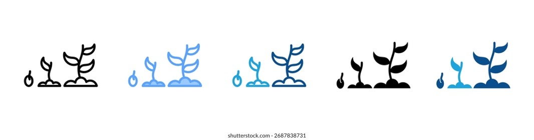 Ícone Crescimento de Inicialização da coleção de vários estilos da folha de ícone