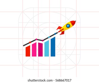 Startup Growth and Rocket Icon