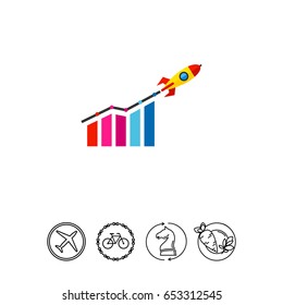 Startup Growth And Rocket Icon