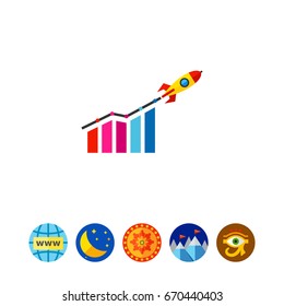 Startup Growth and Rocket Icon