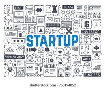 Startup - Hand drawn vector illustration