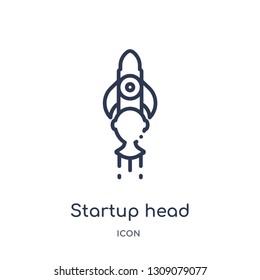 startup head icon from startup stategy and success outline collection. Thin line startup head icon isolated on white background.
