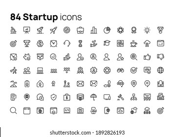 Startup. High quality concepts of linear minimalistic flat vector icons set for web sites, interface of mobile applications and design of printed products.