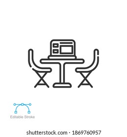 Symbol für die Hub-Linie des Systemstarts. Raketenstart und Netzwerkgruppe für die Gründung von Unternehmen. Online Crowdfunding, Unternehmertum. bearbeitbarer Strich, Vektorgrafik. Design auf weißem Hintergrund EPS10