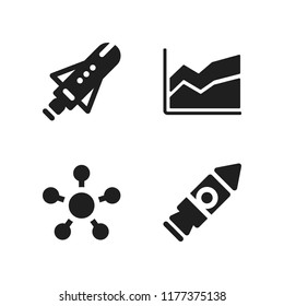 startup icon. 4 startup vector icons set. graphic of stats, rocket and organization icons for web and design about startup theme