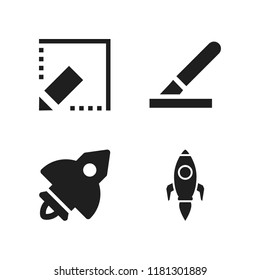 startup icon. 4 startup vector icons set. rocket and edit icons for web and design about startup theme