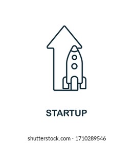 Startup icon. Creative simple symbol from fintech collection. Line Startup icon for templates, web design and infographics
