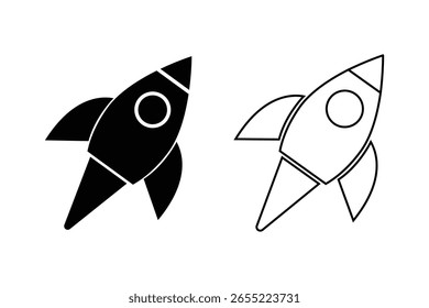 Startup icon line art, vector set. Rocket icon. Rocket launched icon vector. EPS 10