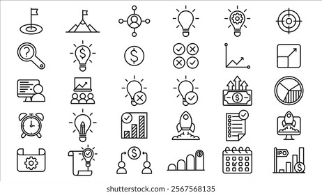Startup icon line vector design collection in trendy style editable stroke