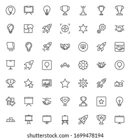 Conjunto de iconos de inicio. Colección de logotipo de esquema negro de alta calidad para diseño de sitios web y aplicaciones móviles. Ilustración vectorial en fondo blanco.