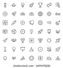 Startup icon set. Collection of high-quality black outline logo for web site design and mobile apps. Vector illustration on a white background.