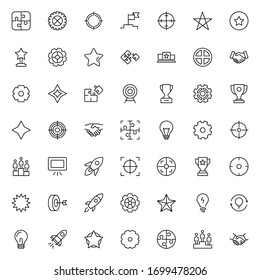 Conjunto de iconos de inicio. Colección de logotipo de esquema negro de alta calidad para diseño de sitios web y aplicaciones móviles. Ilustración vectorial en fondo blanco.