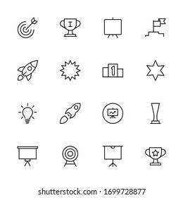 Startup icon set. Collection of high-quality black outline logo for web site design and mobile apps. Vector illustration on a white background.