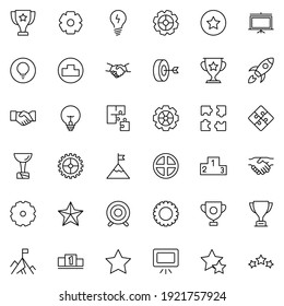 Startup icon set. Collection of high-quality black outline logo for web site design and mobile apps. Vector illustration on a white background.