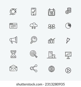 Startup icon set collection, simple editable design.