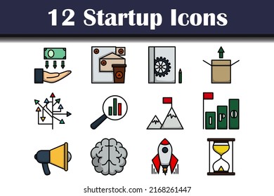 Startup Icon Set. Editable Bold Outline With Color Fill Design. Vector Illustration.