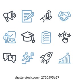 Startup icon set. Editable line icons. Vector illustration. 