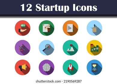 Startup Icon Set. Flat Design With Long Shadow. Vector illustration.