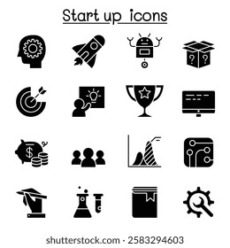 Startup icon set in glyph style