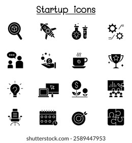 Startup icon set in glyph style