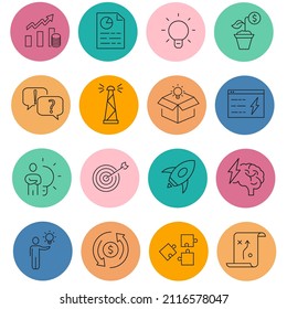 Startup icon set . Startup pack vector elements for infographic web. with trend color