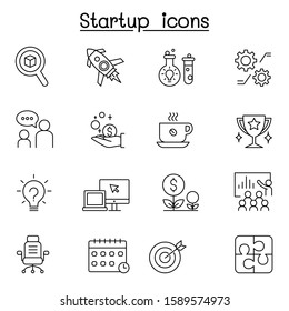 Startup icon set in thin line style