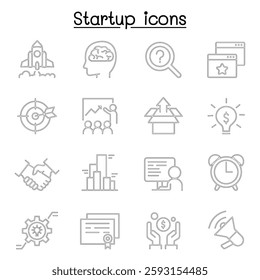Startup icon set in thin line style