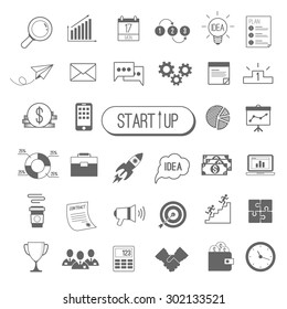 Startup Icon Set. Vector Illustration