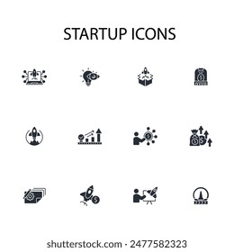 Startup icon set.vector.Editable stroke.linear style sign for use web design,logo.Symbol illustration.