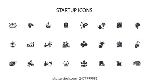 Startup icon set.vector.Editable stroke.linear style sign for use web design,logo.Symbol illustration.