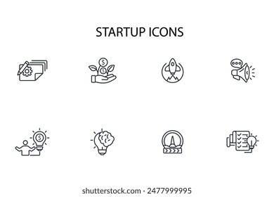 Startup icon set.vector.Editable stroke.linear style sign for use web design,logo.Symbol illustration.