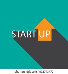 Startup  - icon sign symbol flat design with long shadow