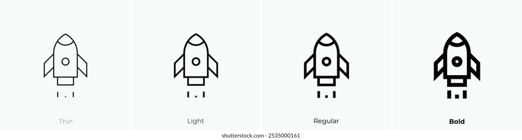 startup icon. Thin, Light Regular And Bold style design isolated on white background
