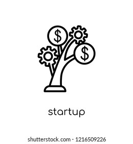 startup icon. Trendy modern flat linear vector startup icon on white background from thin line collection, outline vector illustration