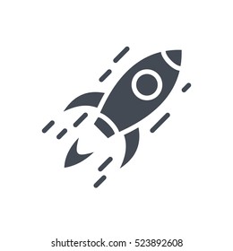 Startup Icon Vector Glyph Solid Rocket Launch start up silhouette