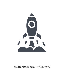 Startup Icon Vector Glyph Solid Rocket Launch Start Up Silhouette