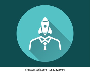 Startup icon. Vector illustration with long shadow. Symbol of business solution, innovation.