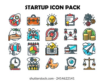 Startup icon vector illustration set