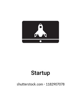 Startup icon vector isolated on white background, logo concept of Startup sign on transparent background, filled black symbol