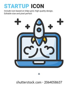 Vector de icono de inicio con estilo de color de contorno aislado en fondo blanco. Ilustración vectorial lanzamiento símbolo de símbolo concepto de icono para negocios digitales, finanzas, industria, empresa, aplicaciones, web y proyecto