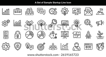 Startup Icon Vector Set, Business Launch Growth Graphics