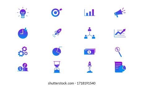 
Startup  icons on white background. Launch Project, Business report and Target.vector illustration

