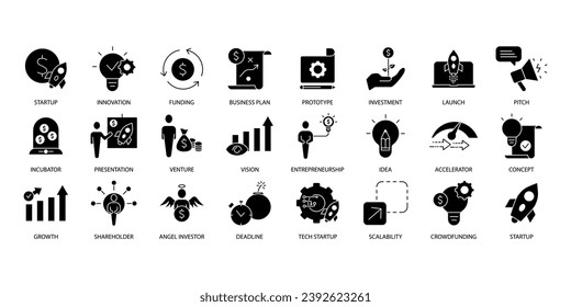 Conjunto de iconos de inicio. Conjunto de iconos de trazo editables.Conjunto de vectores de inicio