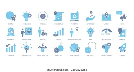 Startup icons set. Set of editable stroke icons.Vector set of Startup