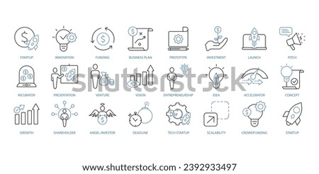 Startup icons set. Set of editable stroke icons.Vector set of Startup